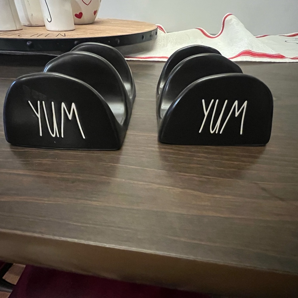 Rae Dunn Black Ceramic Taco Holders